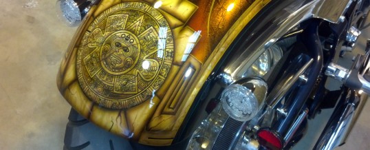 Aztec calendar on a harley, WHAT? Cool!